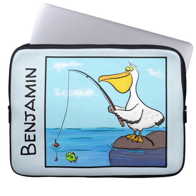Funda Para Portátil Personalizado pelícano de pesca divertida (Frente)