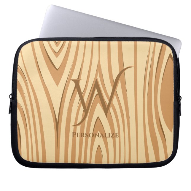 Funda Para Portátil Personalizado personalizado de la madera marrón de (Frente)