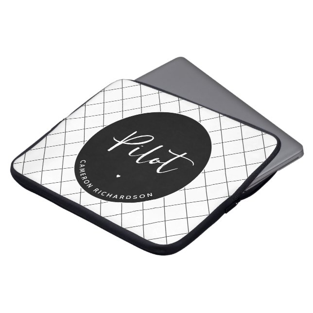 Funda Para Portátil Personalizado Piloto de graduación de la Escuela d (Superior anverso)