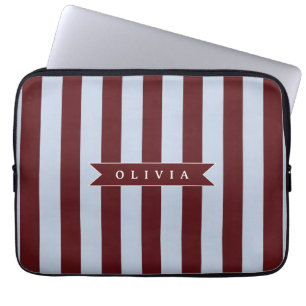 Funda Para Portátil Personalizado Preppy Miel Azul Raya de Cabaña