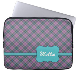 Funda Para Portátil Personalizado Purple Plaid 13 Pulgadas Plantilla D