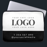 Funda Para Portátil Personalizado Rectangle Logo & Text Business Compa<br><div class="desc">Promociona tu negocio con esta manga de portátil genial,  que incluye el logotipo de personalizado,  los medios sociales y el teléfono. Añade fácilmente tus detalles haciendo clic en la opción "personalizar".</div>