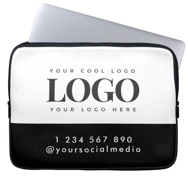 Funda Para Portátil Personalizado Rectangle Logo & Text Business Compa (Frente)