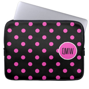 Funda Para Portátil Personalizado rosa y negro caliente Monograma Comp