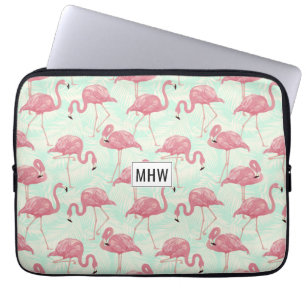 Funda Para Portátil Personalizado Rosado Flamingos Monograma para port