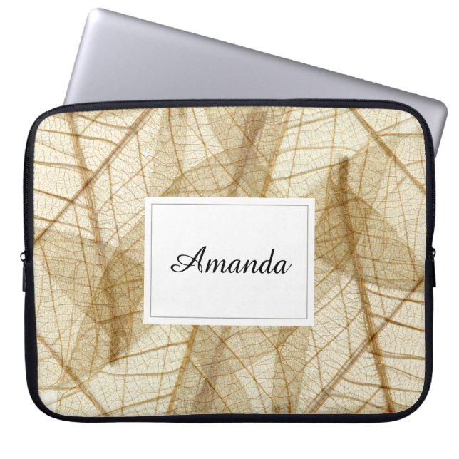 Funda Para Portátil Personalizado Sheer Cream Beige Lace Leaves (Frente)
