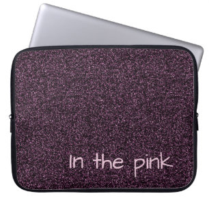Funda Para Portátil Personalizado texto purpurina falso rosa oscuro