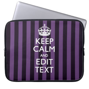 Funda Para Portátil Personalízalo Mantén tranquilo tu texto Rayas púrp