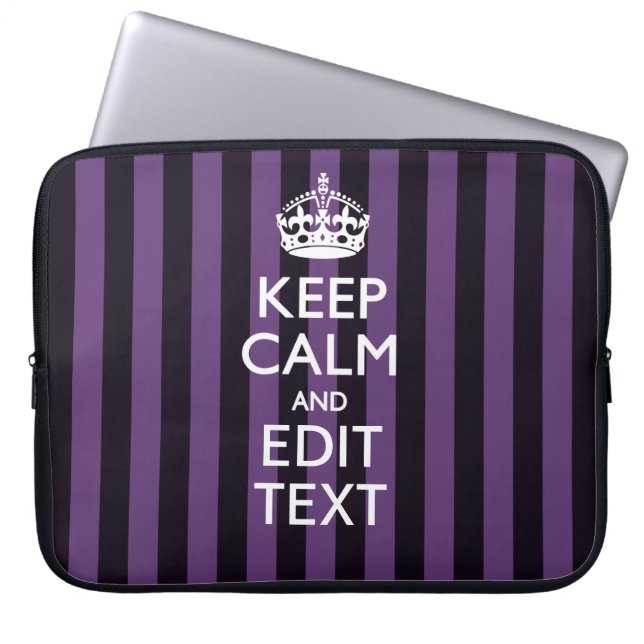 Funda Para Portátil Personalízalo Mantén tranquilo tu texto Rayas púrp (Frente)