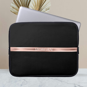 Funda Para Portátil Personalizar nombre, iniciales, bandas de oro Rosa