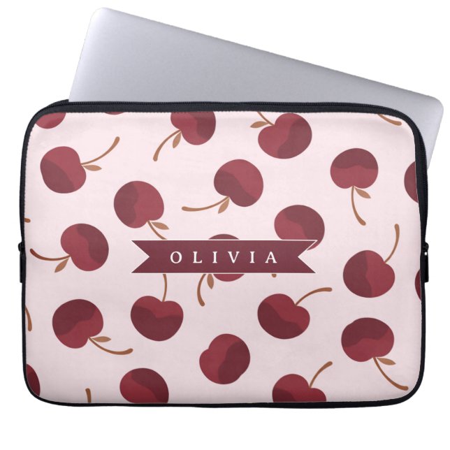 Funda Para Portátil Personalized Aesthetic Cherry Pattern Name Gift (Frente)