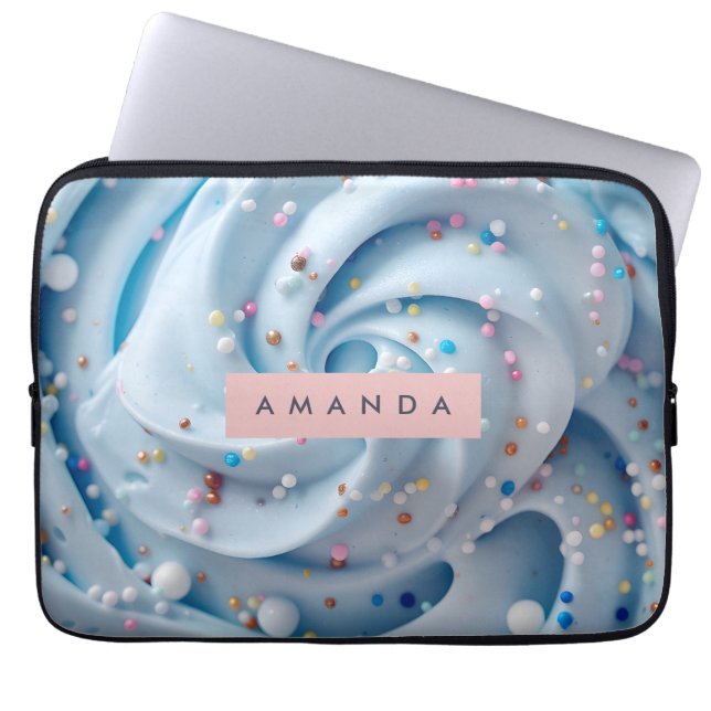 Funda Para Portátil Personalized Blue Whipped Frosting Sprinkle (Frente)