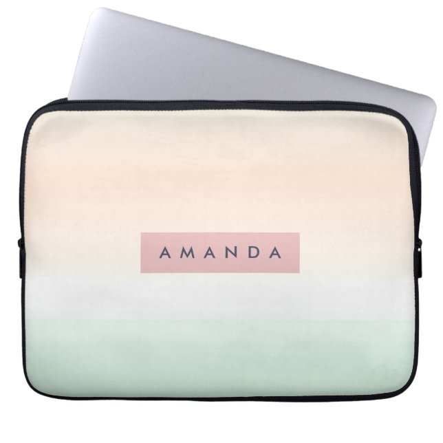Funda Para Portátil Personalized Blush and Mint Pastel Ombre  (Frente)
