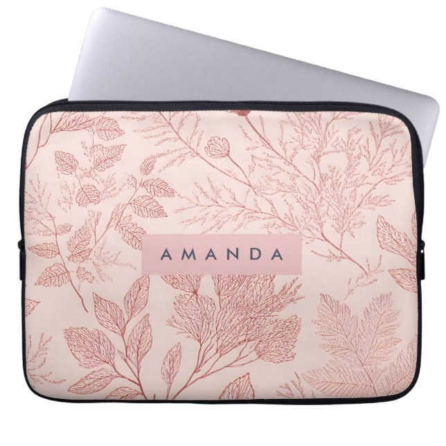 Funda Para Portátil Personalized Blush Botanical Floral Design (Frente)