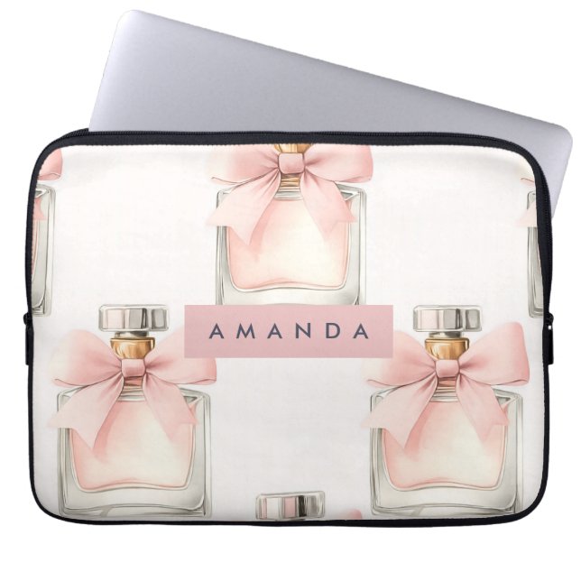 Funda Para Portátil Personalized Blush Perfume Bottle Coquette Pattern (Frente)