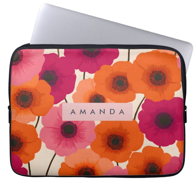 Funda Para Portátil Personalized Cheerful Orange Pink Flower (Frente)
