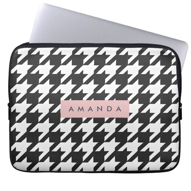 Funda Para Portátil Personalized Classic Black and White Houndstooth  (Frente)