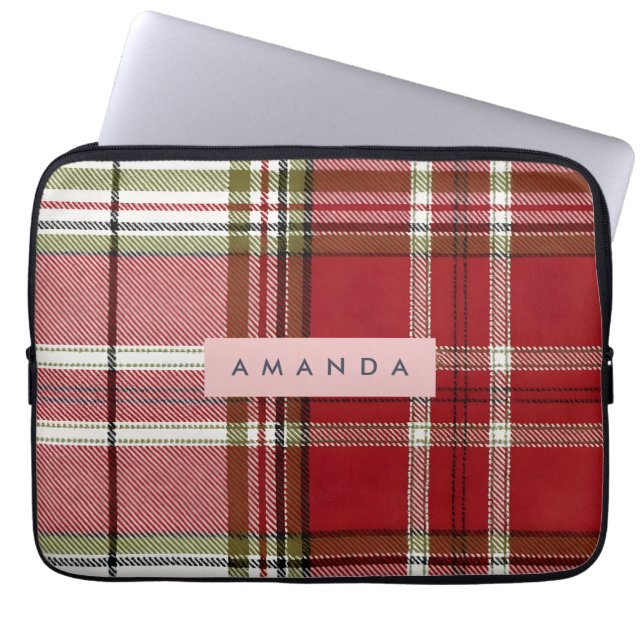 Funda Para Portátil Personalized Classic Red and Olive Plaid  (Frente)