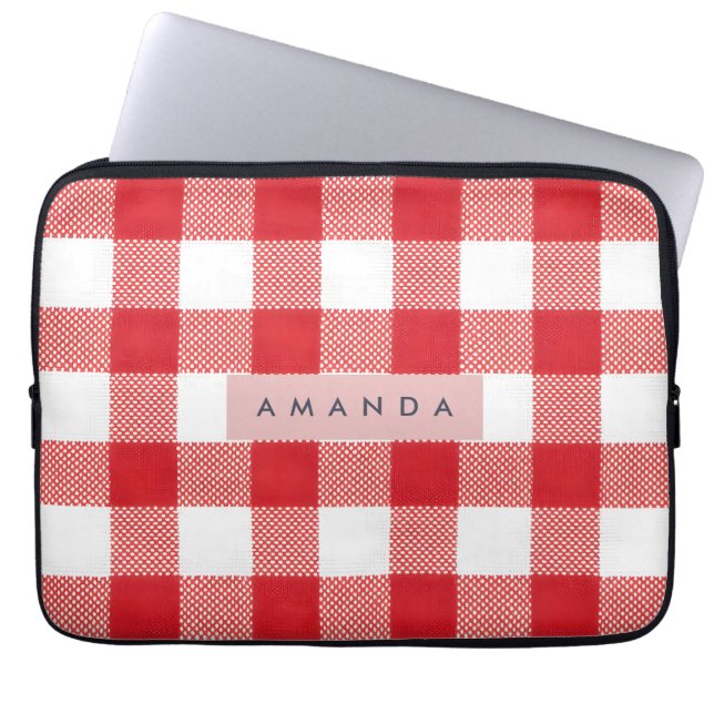 Funda Para Portátil Personalized Classic Red Gingham Plaid (Frente)