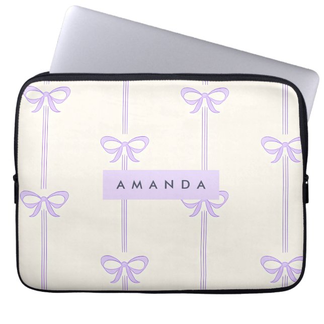 Funda Para Portátil Personalized Coquette Pastel Lavender Bow Ribbon  (Frente)