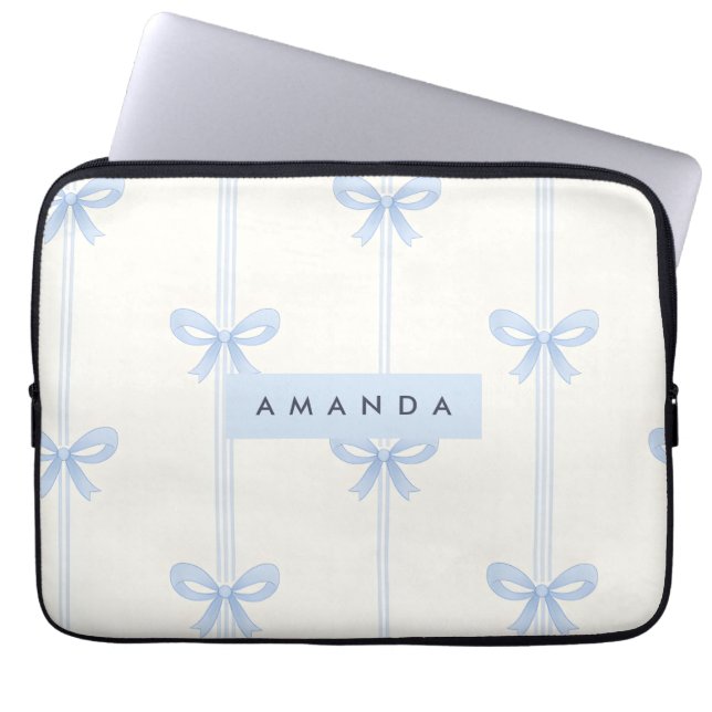 Funda Para Portátil Personalized Coquette Pastel Soft Blue Ribbon Bow  (Frente)
