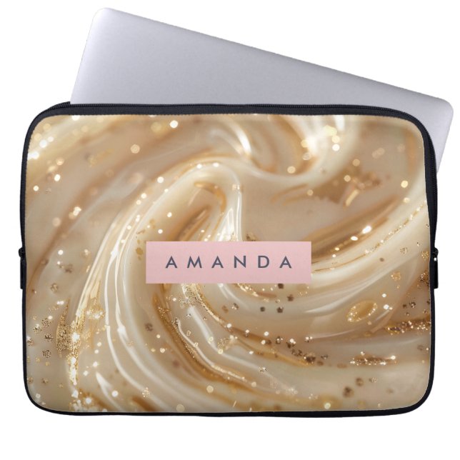 Funda Para Portátil Personalized Creamy Caramel Gold Swirl Elegant  (Frente)