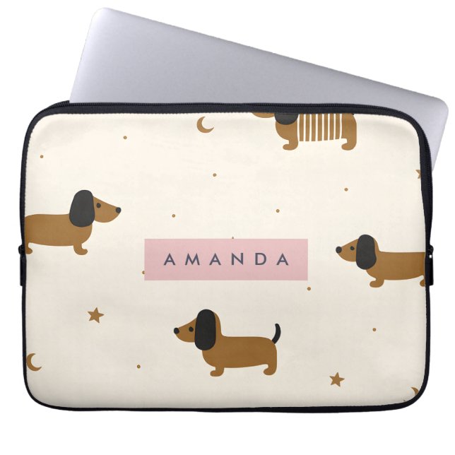 Funda Para Portátil Personalized Cute Brown Dachshund Puppy (Frente)