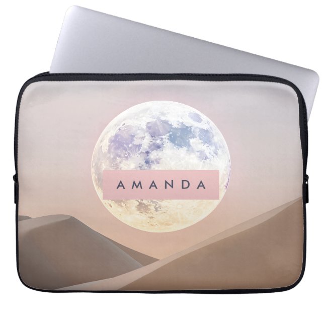 Funda Para Portátil Personalized Dreamy Full Moon Over Desert  (Frente)