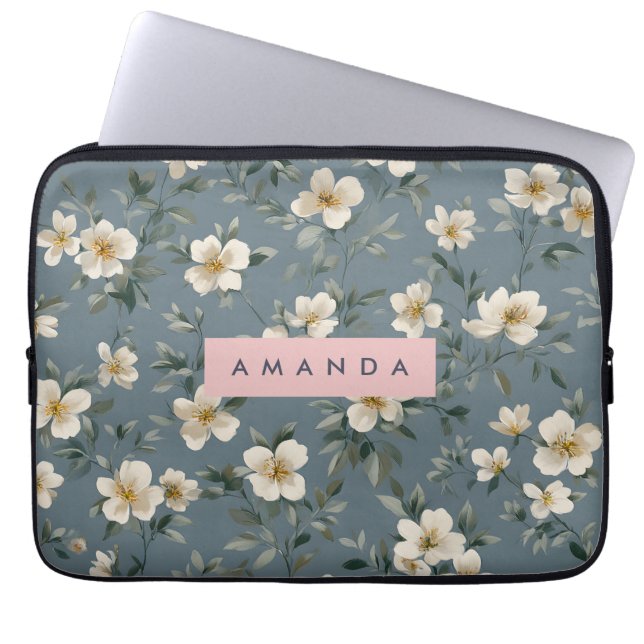 Funda Para Portátil Personalized Elegant Blue Almond Blossom  (Frente)