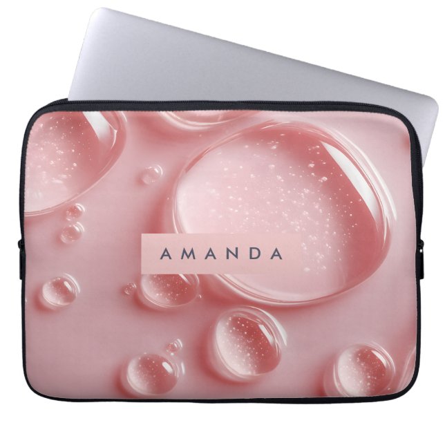 Funda Para Portátil Personalized Glossy Blush Pink Water Droplets  (Frente)