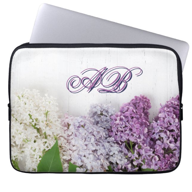 Funda Para Portátil Personalized Lilac Laptop Sleeve | Monogram 13"  (Frente)