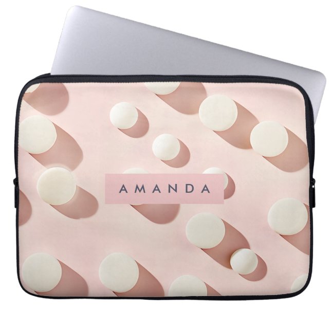 Funda Para Portátil Personalized Minimal Blush Pink Circles Style (Frente)