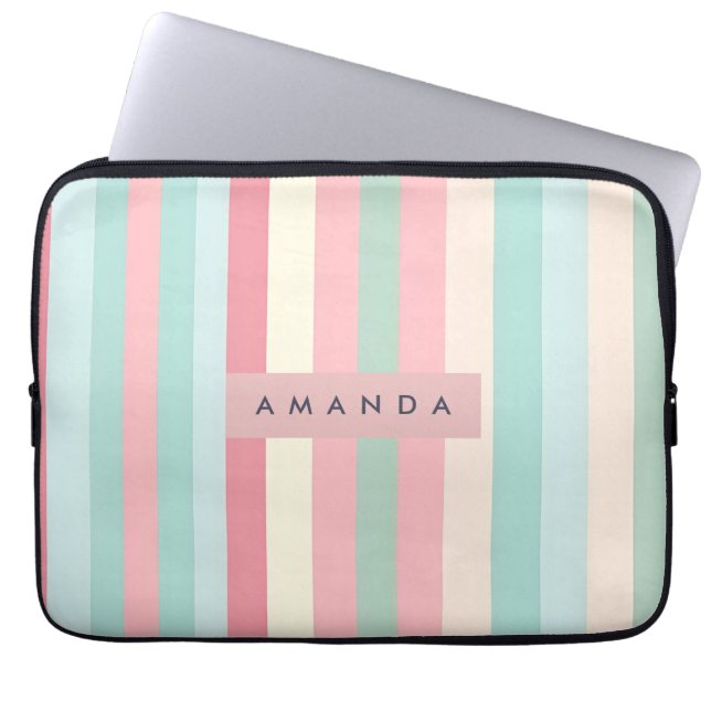 Funda Para Portátil Personalized Minimalist Pastel Stripes  (Frente)