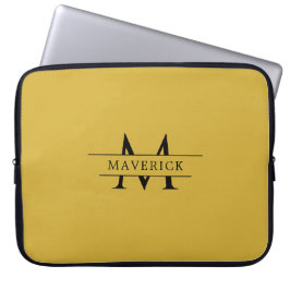 Funda Para Portátil Personalized Monogram Metallic Gold Laptop Sleeve