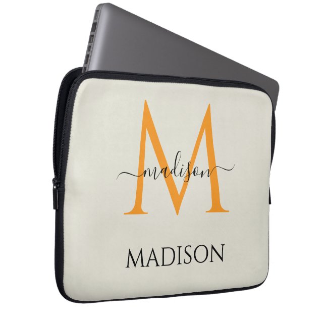 Funda Para Portátil Personalized Monogram & Name  (Anverso derecho)