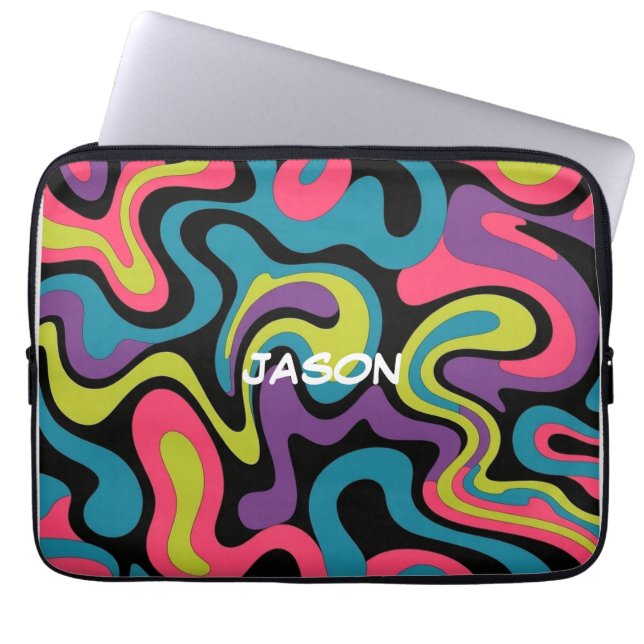 Funda Para Portátil Personalized Neon Abstract Pattern — Retro Design (Frente)