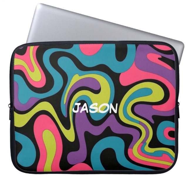 Funda Para Portátil Personalized Neon Abstract Pattern — Retro Design (Frente)