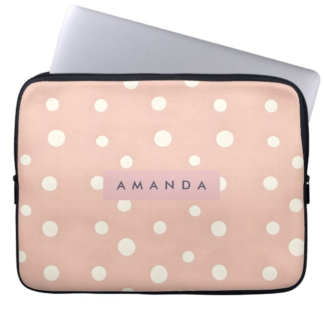 Funda Para Portátil Personalized Pastel Cream Dots on Blush (Frente)