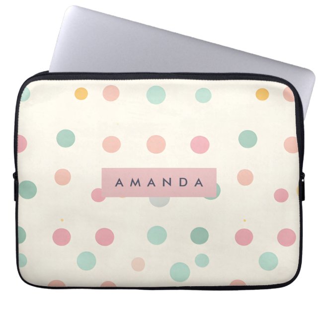 Funda Para Portátil Personalized Pastel Macaron Polka Dot  (Frente)