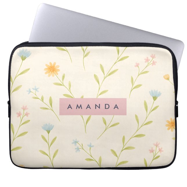 Funda Para Portátil Personalized Pastel Meadow Wildflower (Frente)