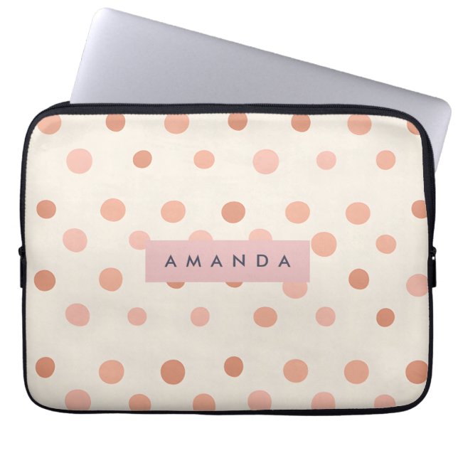 Funda Para Portátil Personalized Pastel Peach & Blush Polka Dot  (Frente)