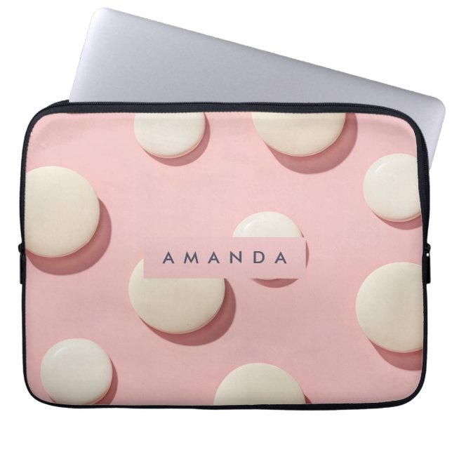 Funda Para Portátil Personalized Pastel Pink with Cream Dot (Frente)