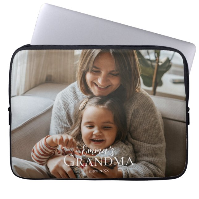 Funda Para Portátil Personalized Photo & Custom Text Grandma Since -  (Frente)