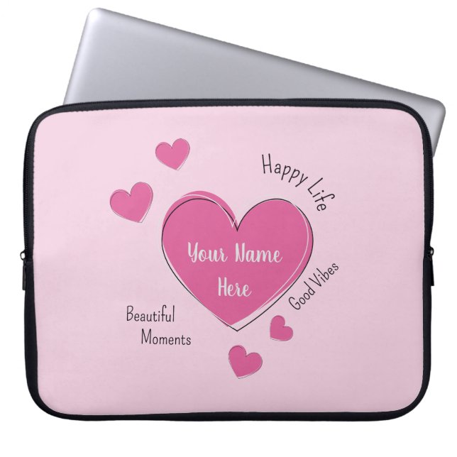 Funda Para Portátil Personalized Pink Hearts Laptop Case (Frente)