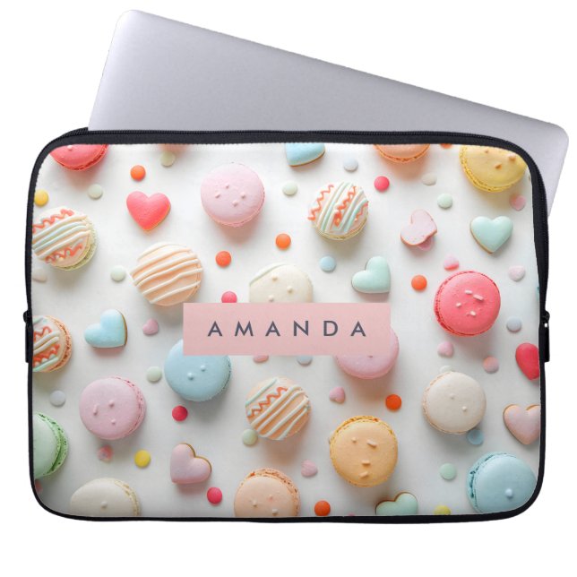 Funda Para Portátil Personalized Playful Pastel Macaron & Candy Heart  (Frente)