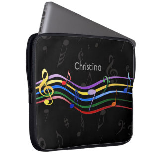 Funda Para Portátil Personalized Rainbow Colored Music Notes