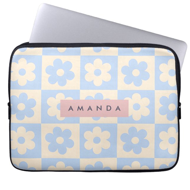 Funda Para Portátil Personalized Retro Blue Daisy Pastel Flower (Frente)