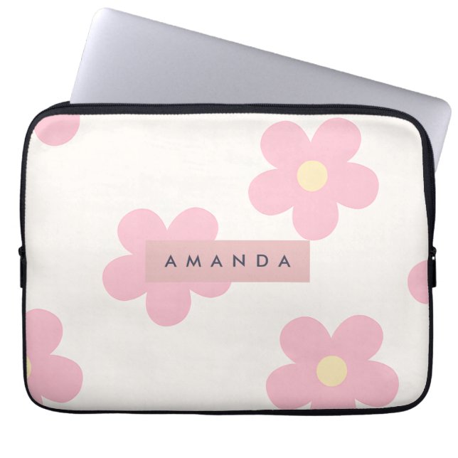 Funda Para Portátil Personalized Retro Pink Daisy Flower (Frente)
