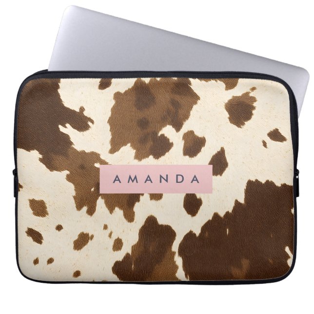 Funda Para Portátil Personalized Rustic Brown Cowhide Print (Frente)