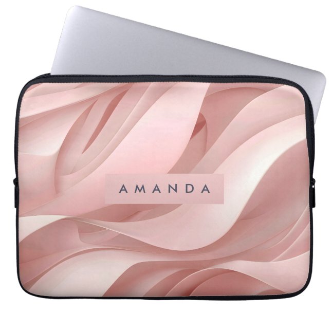 Funda Para Portátil Personalized Soft Blush Pink Abstract Flow Design (Frente)